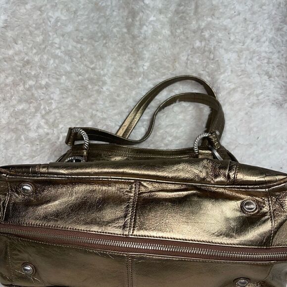 Judith Ripka leather Bronze Large  shoulder bag silver tone hardwares - Picture 11 of 16